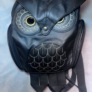 Black Owl Backpack with Gold Accents